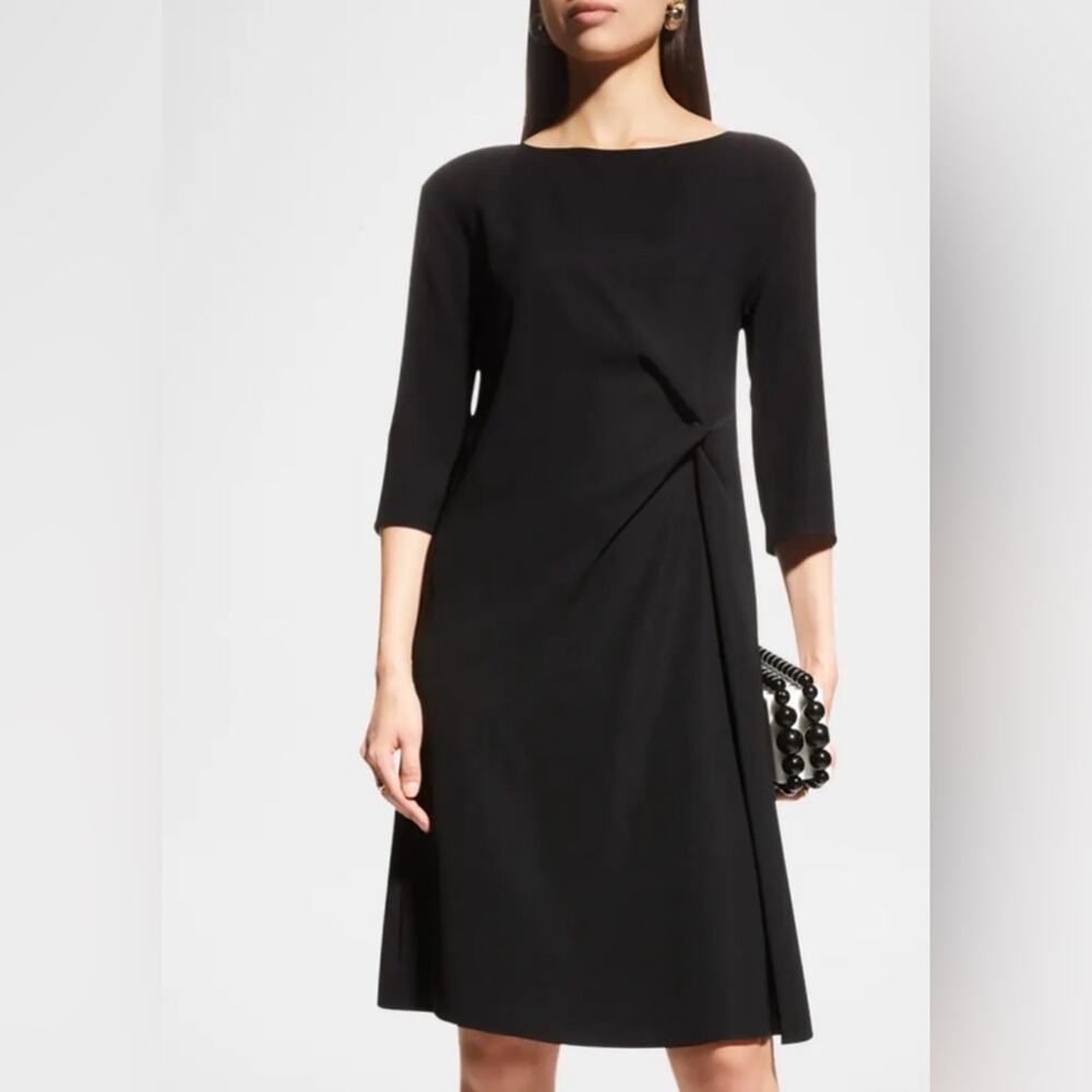 Emporio Armani Techno Lady Gathered Shift Dress - Black - 50 or US 14 - NWT